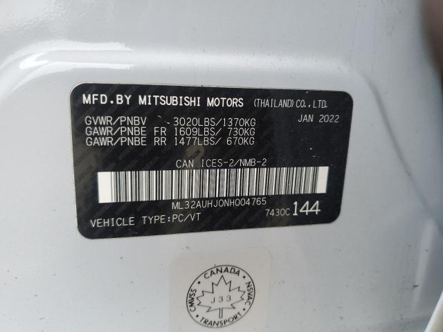 56042665 :رقم المزاد ، ML32AUHJ0NH004765 vin ، 2022 Mitsubishi Mirage مزاد بيع
