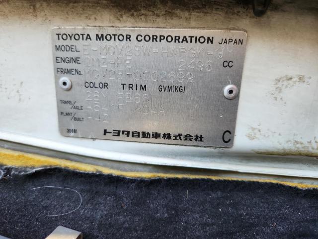 1997 Toyota Mark Ii მანქანა იყიდება აუქციონზე, vin: MCV250002699, აუქციონის ნომერი: 58592075