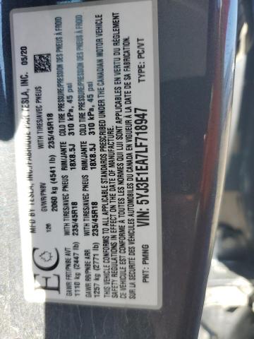 Продажа на аукционе авто 2020 Tesla Model 3, vin: 5YJ3E1EA7LF718947, номер лота: 57578625