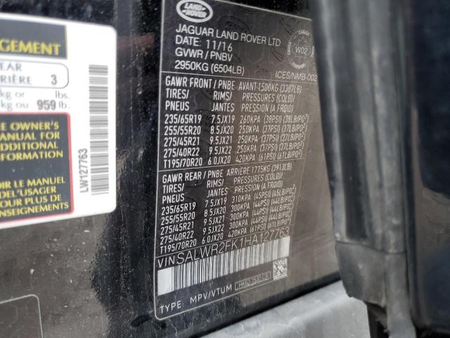 2017 Land Rover Range Rover Sport მანქანა იყიდება აუქციონზე, vin: SALWR2FK1HA127763, აუქციონის ნომერი: 54587945