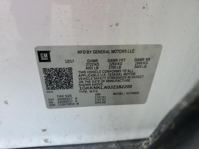Aukcja sprzedaży 2018 Gmc Acadia Sle, vin: 1GKKNKLA0JZ182200, numer aukcji: 58873705