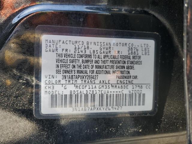 Продаж на аукціоні авто 2019 Nissan Sentra S, vin: 3N1AB7APXKY269427, номер лоту: 57892105