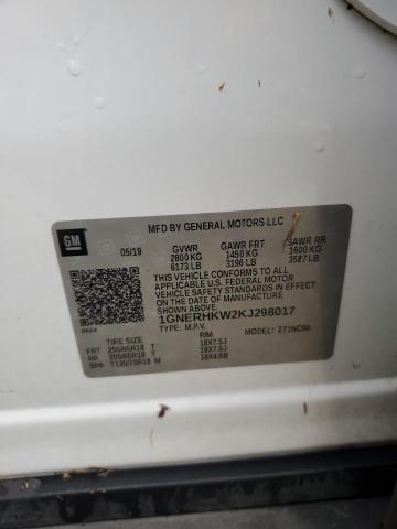 2019 Chevrolet Traverse L მანქანა იყიდება აუქციონზე, vin: 1GNERHKW2KJ298017, აუქციონის ნომერი: 58225245