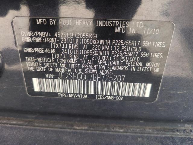 2011 Subaru Forester T მანქანა იყიდება აუქციონზე, vin: JF2SHGGC7BH725207, აუქციონის ნომერი: 57239315