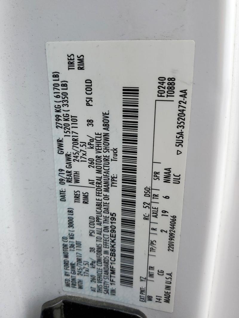 Aukcja sprzedaży 2019 Ford F150, vin: 1FTMF1CB8KKE90195, numer aukcji: 58035355