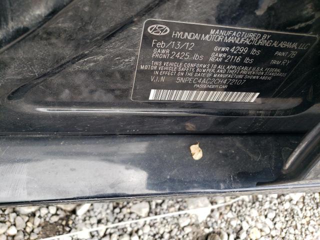 2012 Hyundai Sonata მანქანა იყიდება აუქციონზე, vin: 5NPEC4AC2CH472107, აუქციონის ნომერი: 54986665