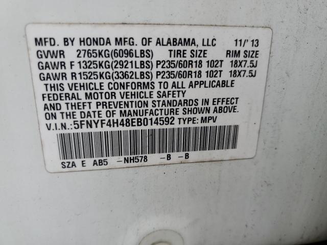 Продаж на аукціоні авто 2014 Honda Pilot, vin: 5FNYF4H48EB014592, номер лоту: 58029265