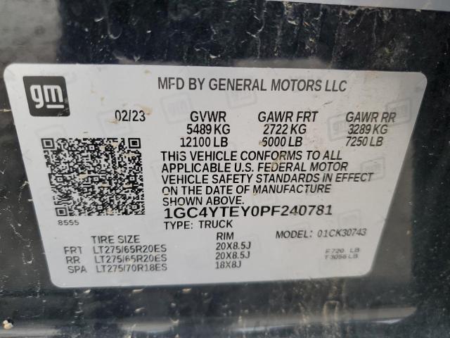 Auction sale of the 2023 Chevrolet Silverado, vin: 1GC4YTEY0PF240781, lot number: 56460795