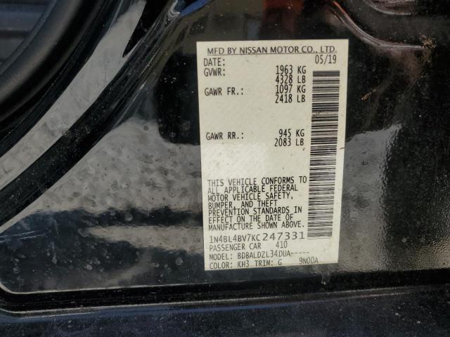 56368675 :رقم المزاد ، 1N4BL4BV7KC247331 vin ، 2019 Nissan Altima مزاد بيع