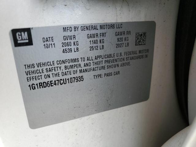 54905675 :رقم المزاد ، 1G1RD6E47CU107935 vin ، 2012 Chevrolet Volt مزاد بيع