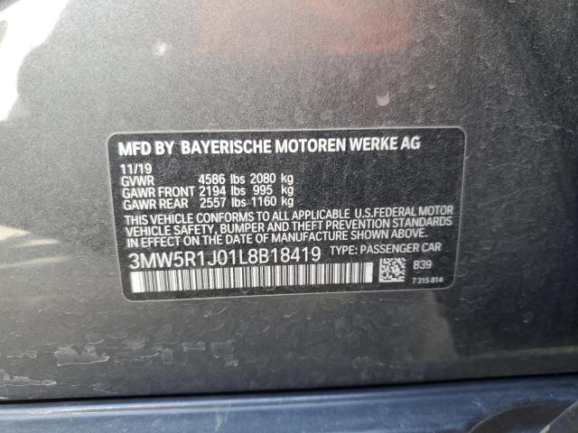 Aukcja sprzedaży 2020 Bmw 330i, vin: 3MW5R1J01L8B18419, numer aukcji: 58057665