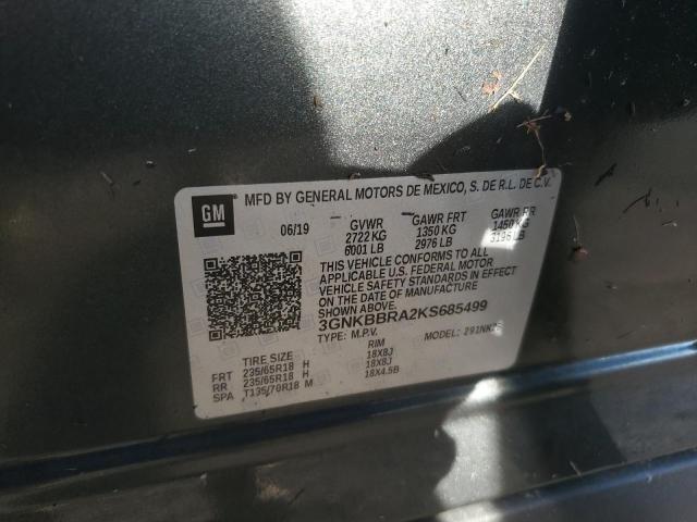 58874275 :رقم المزاد ، 3GNKBBRA2KS685499 vin ، 2019 Chevrolet Blazer 1lt مزاد بيع