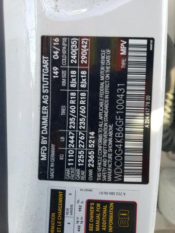 53884785 :رقم المزاد ، WDC0G4KB6GF100431 vin ، 2016 Mercedes-benz Glc مزاد بيع