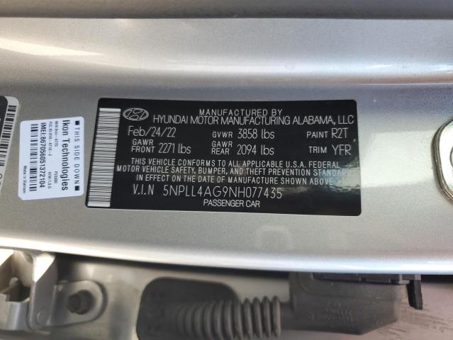 2022 Hyundai Elantra მანქანა იყიდება აუქციონზე, vin: 5NPLL4AG9NH077435, აუქციონის ნომერი: 57118705