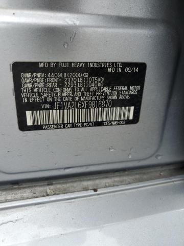 Aukcja sprzedaży 2015 Subaru Wrx, vin: JF1VA2L6XF9816870, numer aukcji: 53541025