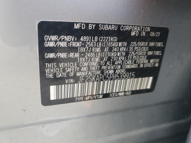 57382065 :رقم المزاد ، JF2SKAPC5PH539915 vin ، 2023 Subaru Forester مزاد بيع