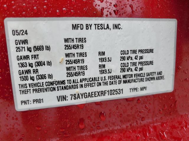 Aukcja sprzedaży 2024 Tesla Model Y, vin: 7SAYGAEEXRF102531, numer aukcji: 58225805