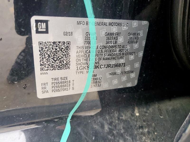 Продаж на аукціоні авто 2018 Gmc Yukon Slt, vin: 1GKS2BKC7JR256871, номер лоту: 54877265