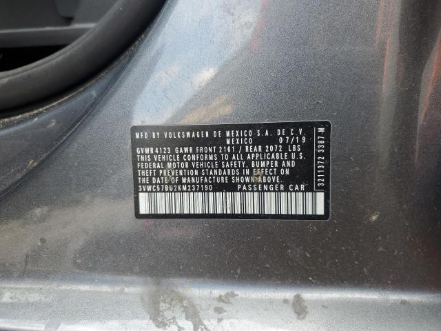 57649895 :رقم المزاد ، 3VWC57BU2KM237190 vin ، 2019 Volkswagen Jetta S مزاد بيع