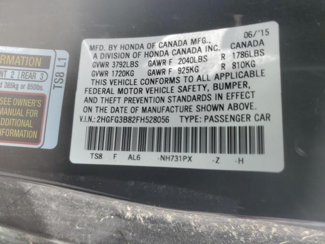 Продаж на аукціоні авто 2015 Honda Civic Ex, vin: 2HGFG3B82FH528056, номер лоту: 57508415