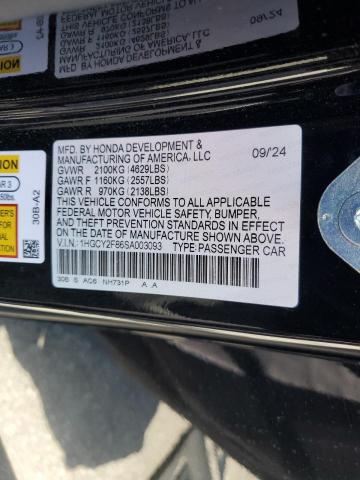 2025 Honda Accord Tou მანქანა იყიდება აუქციონზე, vin: 1HGCY2F86SA003093, აუქციონის ნომერი: 56482315