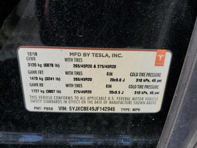 Продажа на аукционе авто 2018 Tesla Model X, vin: 5YJXCBE49JF142945, номер лота: 58847585