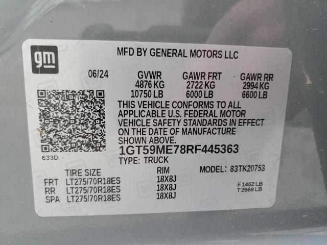 55430955 :رقم المزاد ، 1GT59ME78RF445363 vin ، 2024 Gmc Sierra K2500 Sle مزاد بيع