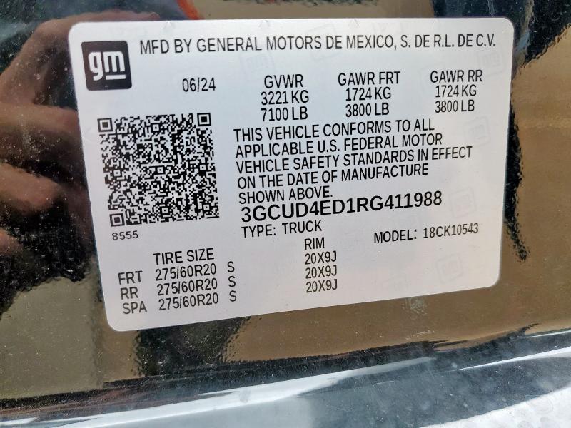 Продажа на аукционе авто 2024 Chevrolet Silverado, vin: 3GCUD4ED1RG411988, номер лота: 59160215