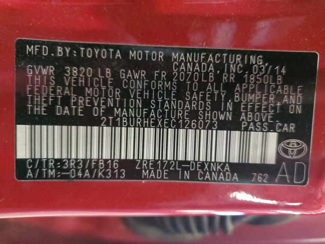 Продажа на аукционе авто 2014 Toyota Corolla, vin: 2T1BURHEXEC126073, номер лота: 56553765