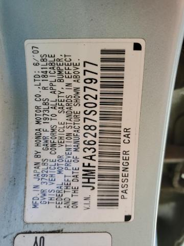 Aukcja sprzedaży 2007 Honda Civic, vin: JHMFA36287S027977, numer aukcji: 57134775