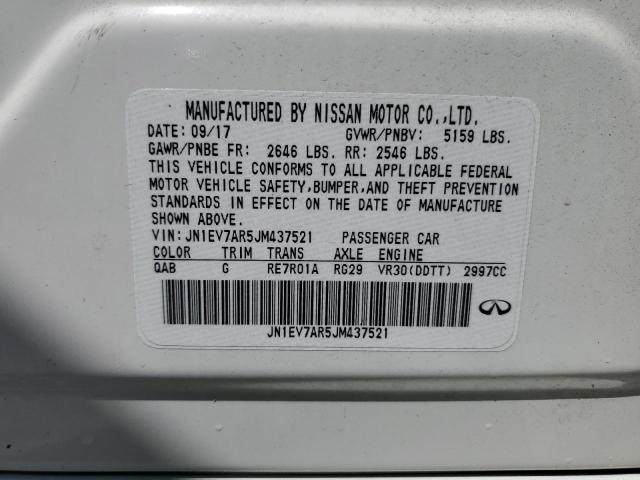 2018 Infiniti Q50 Luxe მანქანა იყიდება აუქციონზე, vin: JN1EV7AR5JM437521, აუქციონის ნომერი: 55154965