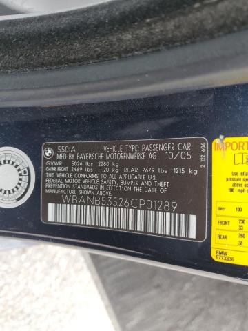 Продаж на аукціоні авто 2006 Bmw 550 I, vin: WBANB53526CP01289, номер лоту: 55360595
