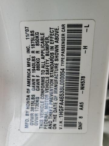57142335 :رقم المزاد ، 1HGFA46538L000054 vin ، 2008 Honda Civic Gx مزاد بيع