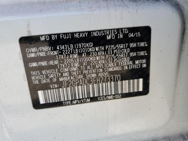Продаж на аукціоні авто 2015 Subaru Xv Crosstr, vin: JF2GPADC3FH273370, номер лоту: 57156145