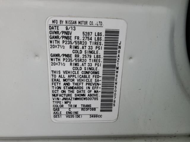 57471805 :رقم المزاد ، JN8AZ1MW8EW500785 vin ، 2014 Nissan Murano مزاد بيع