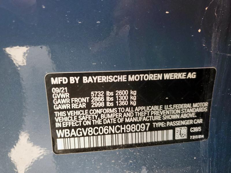 2022 Bmw M850xi მანქანა იყიდება აუქციონზე, vin: WBAGV8C06NCH98097, აუქციონის ნომერი: 56796155
