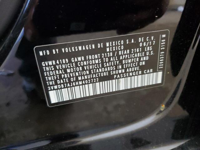 2017 Volkswagen Jetta მანქანა იყიდება აუქციონზე, vin: 3VWDB7AJ6HM402722, აუქციონის ნომერი: 56412905