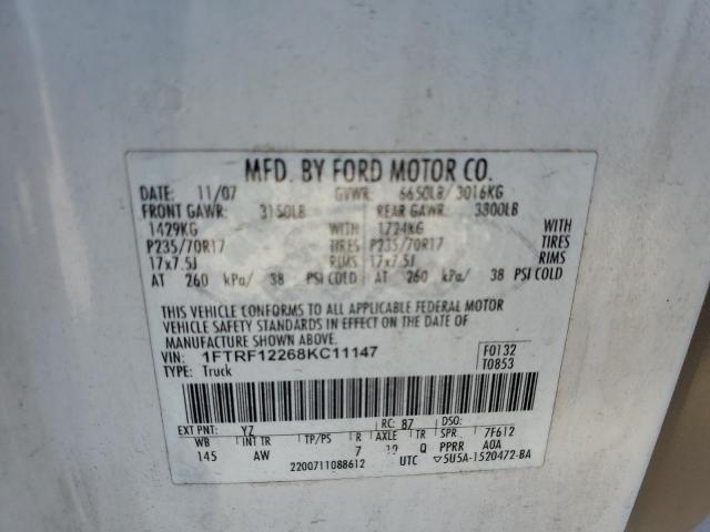 Продаж на аукціоні авто 2008 Ford F150, vin: 1FTRF12268KC11147, номер лоту: 77023085