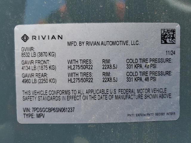 56593955 :رقم المزاد ، 7PDSGCBP6SN061237 vin ، 2025 Rivian R1s Premiu مزاد بيع