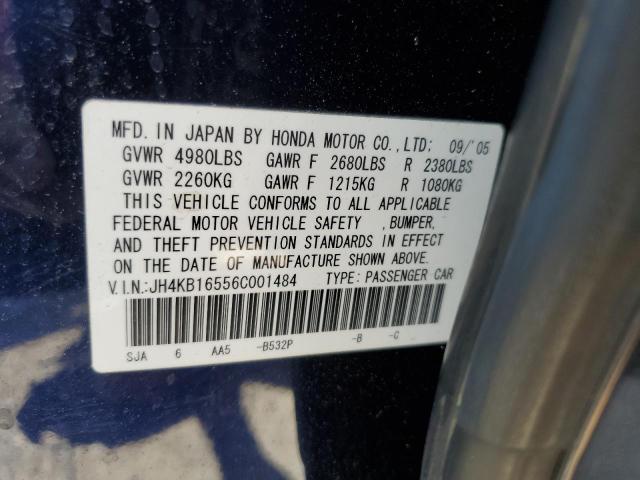 Aukcja sprzedaży 2006 Acura Rl, vin: JH4KB16556C001484, numer aukcji: 58545855