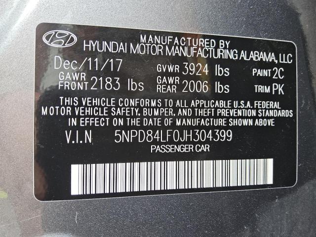 Aukcja sprzedaży 2018 Hyundai Elantra, vin: 5NPD84LF0JH304399, numer aukcji: 55254965