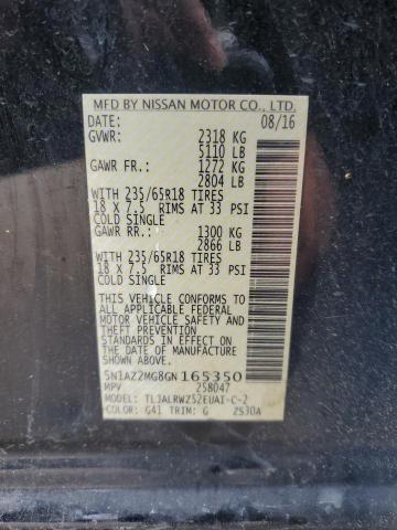 Aukcja sprzedaży 2016 Nissan Murano S, vin: 5N1AZ2MG8GN165350, numer aukcji: 58179645