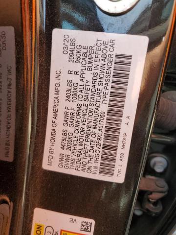 56645785 :رقم المزاد ، 1HGCV2F9XLA017050 vin ، 2020 Honda Accord مزاد بيع