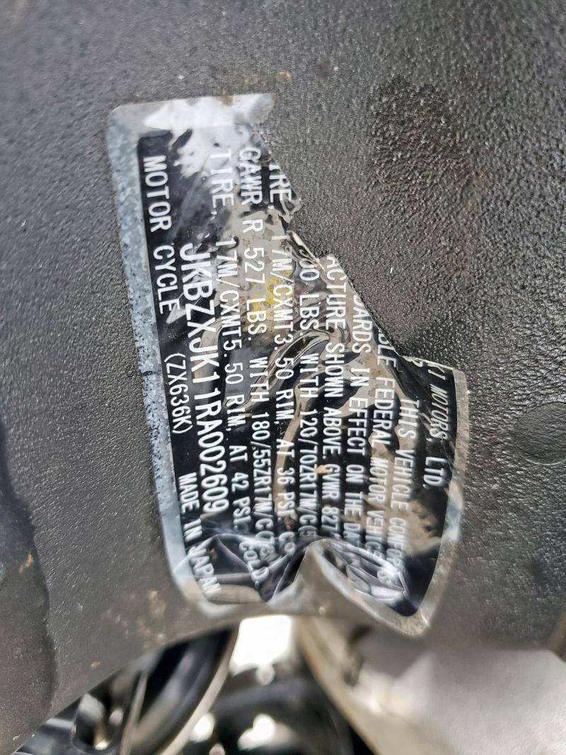 58899205 :رقم المزاد ، JKBZXJK11RA002609 vin ، 2024 Kawasaki Zx636 K مزاد بيع