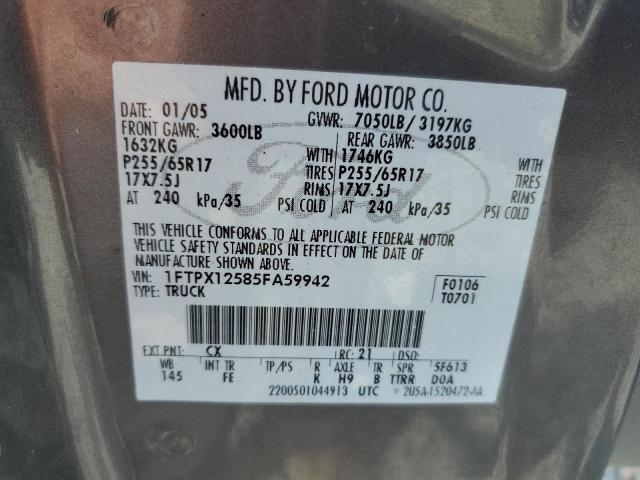 Aukcja sprzedaży 2005 Ford F150, vin: 1FTPX12585FA59942, numer aukcji: 56038225