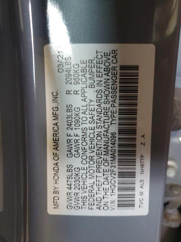 56473295 :رقم المزاد ، 1HGCV2F31MA014096 vin ، 2021 Honda Accord Spo مزاد بيع