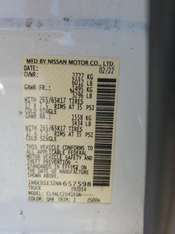 2022 Nissan Frontier S მანქანა იყიდება აუქციონზე, vin: 1N6ED1EJ2NN657598, აუქციონის ნომერი: 57887535