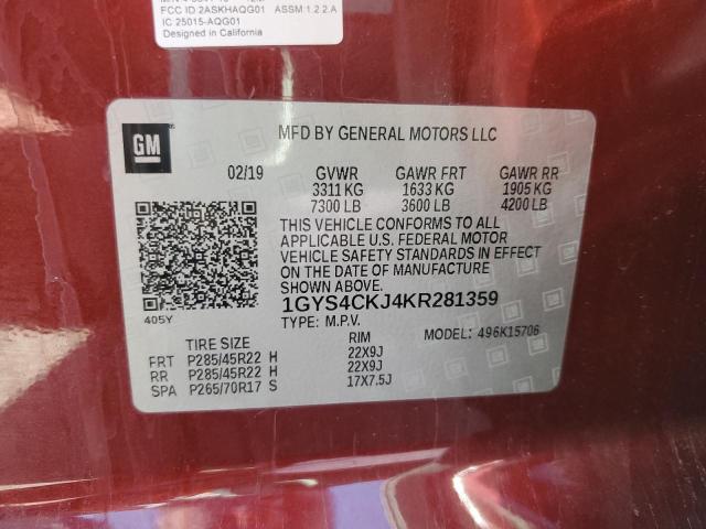 Aukcja sprzedaży 2019 Cadillac Escalade P, vin: 1GYS4CKJ4KR281359, numer aukcji: 58387965