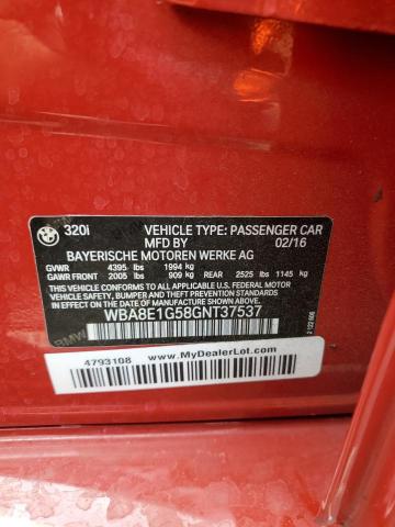 2016 Bmw 320 მანქანა იყიდება აუქციონზე, vin: WBA8E1G58GNT37537, აუქციონის ნომერი: 58535735