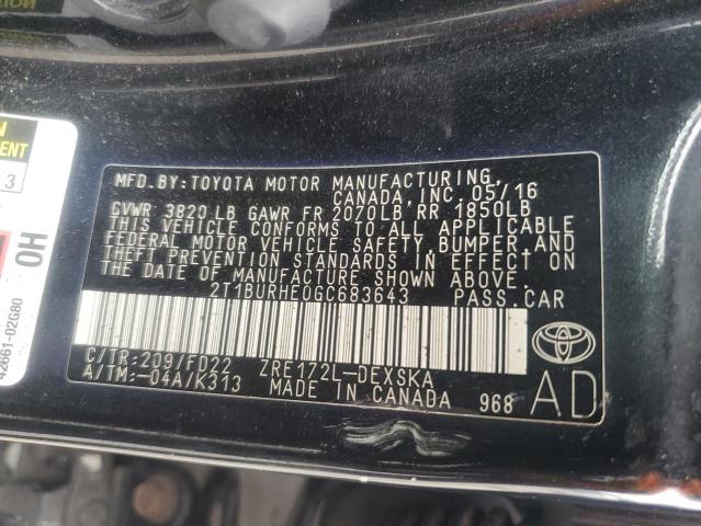2016 Toyota Corolla მანქანა იყიდება აუქციონზე, vin: 2T1BURHE0GC683643, აუქციონის ნომერი: 58306445